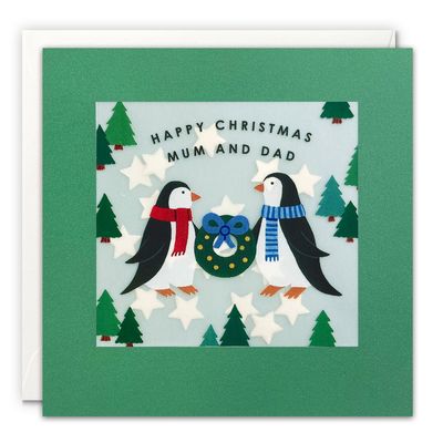 Christmas Penguins Mum &amp; Dad Shakies Card