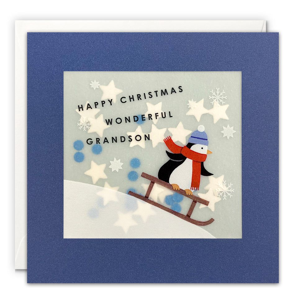 Christmas Penguin Grandson Shakies Card