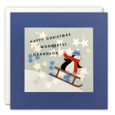 Christmas Penguin Grandson Shakies Card