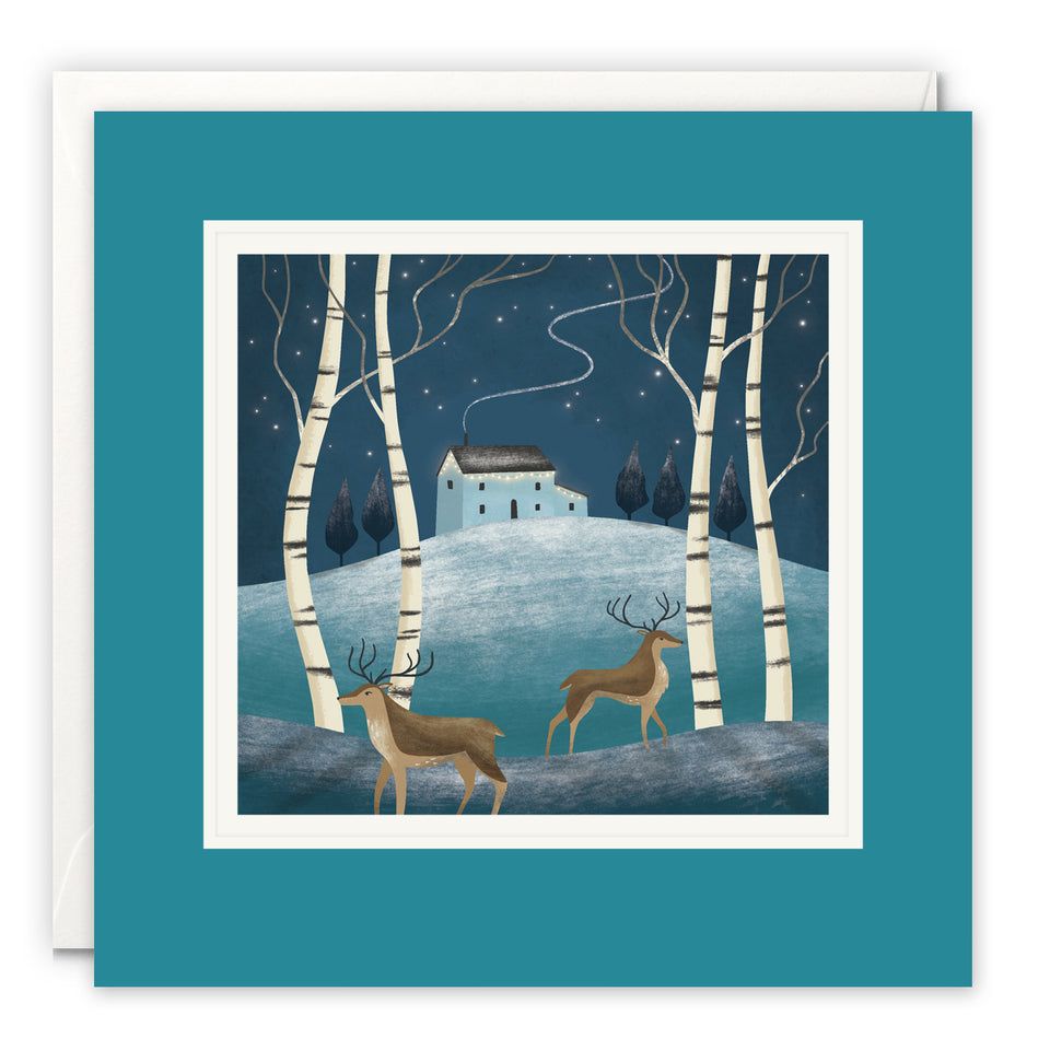 Paintworks Reindeer Amongst Silver Birch Card