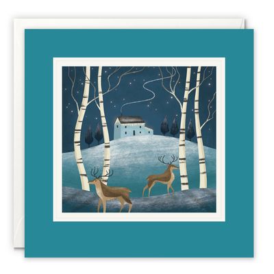 Paintworks Reindeer Amongst Silver Birch Card
