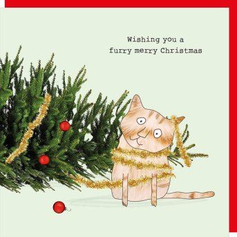 Christmas Cat Furry Card