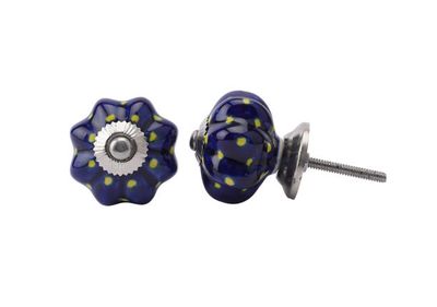Navy Blue &amp; Yellow Polka Dot Drawer Pull