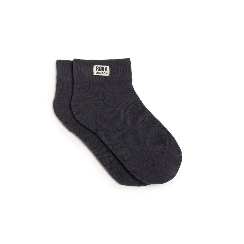 Roka London Wembley Organic Cotton Socks - Faded Black (One Size)