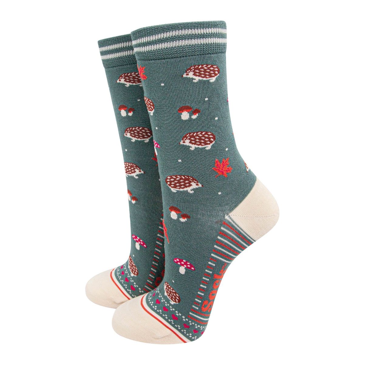Women&#39;s Hedgehog Bamboo Socks - Sage (Size 3-7)
