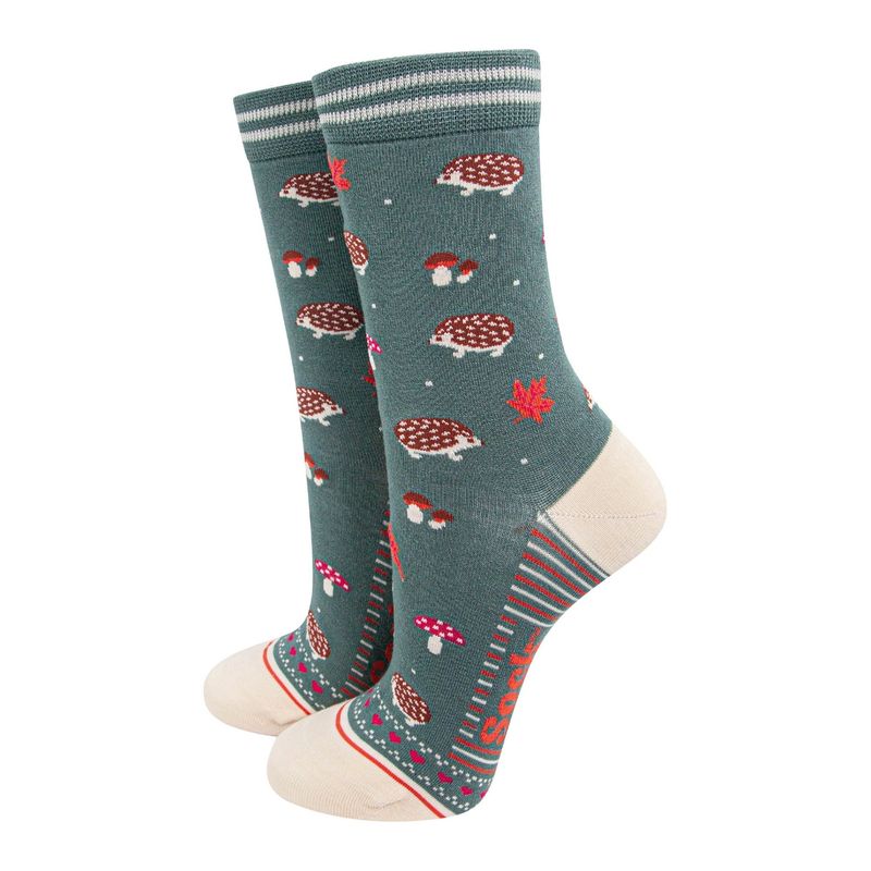 Women's Hedgehog Bamboo Socks - Sage (Size 3-7)