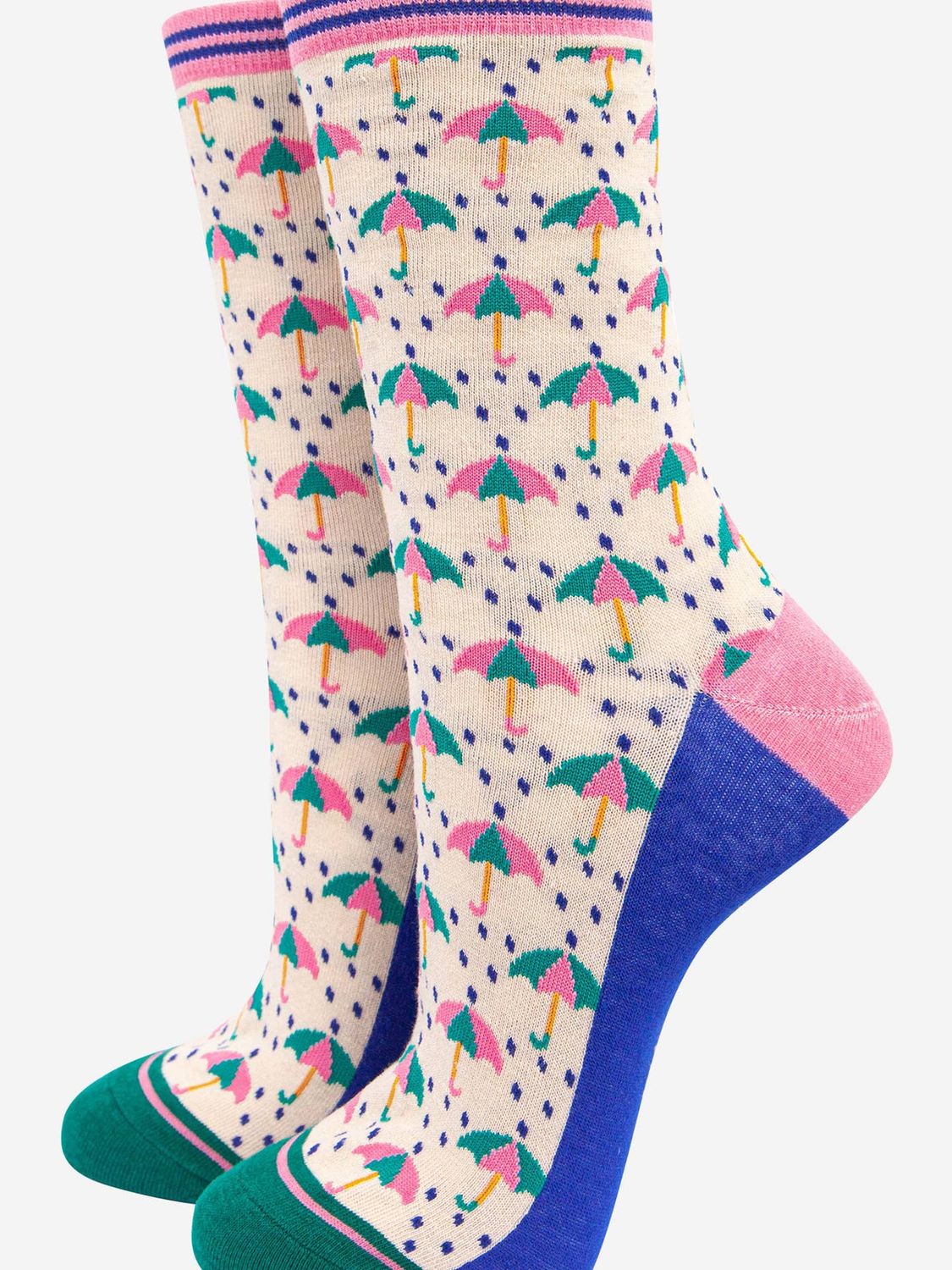 Women&#39;s Umbrellas Bamboo Socks - Cream (Size 3-7)