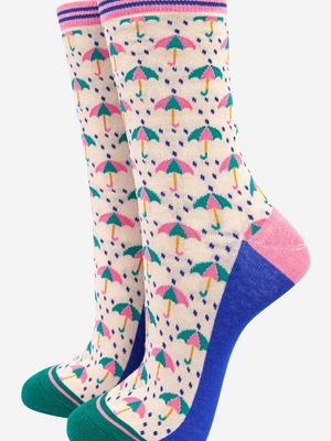 Women&#39;s Umbrellas Bamboo Socks - Cream (Size 3-7)