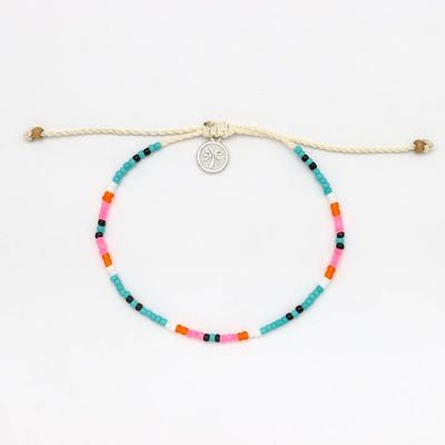 Dainty Bead Bracelet - Aqua &amp; Coral