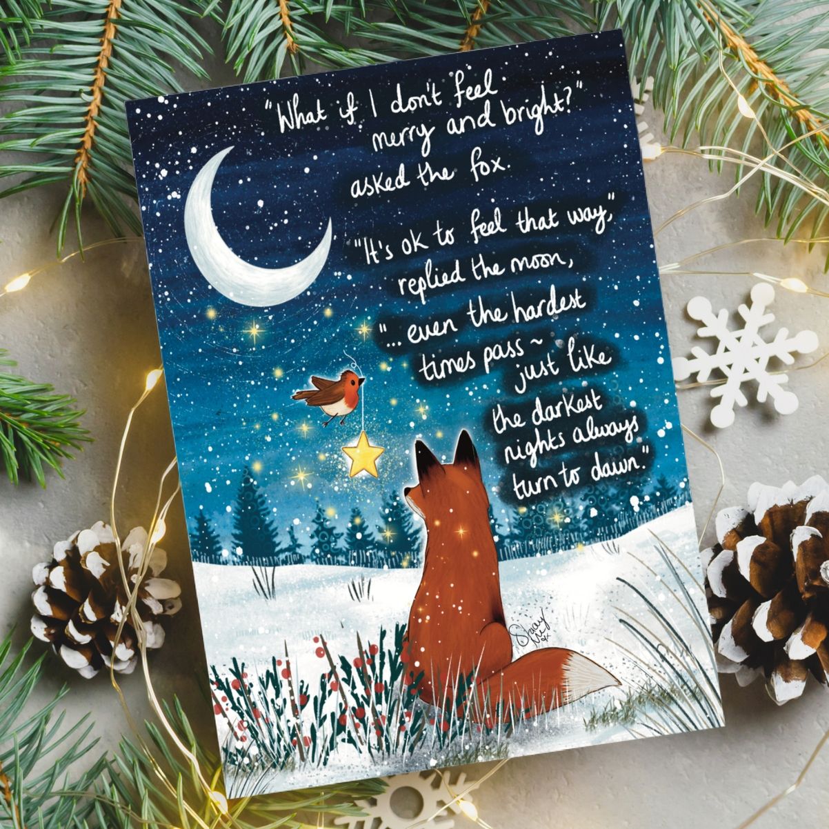 Darkest Nights Christmas Card By Fox Under The Moon