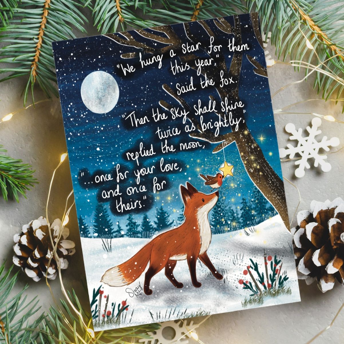 Twice As Bright Christmas Card By Fox Under The Moon