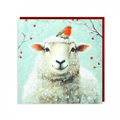 Winter Pals (Sheep &amp; Robin) Pack Of 6 Charity Christmas Cards