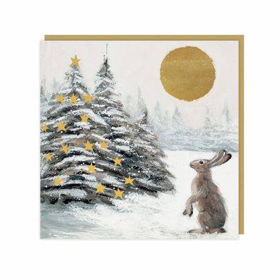 Moonlit Tree (Hare) Pack Of 6 Charity Christmas Cards