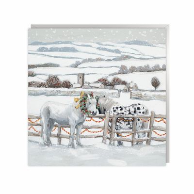 White Christmas (Horses) Pack Of 6 Charity Christmas Cards