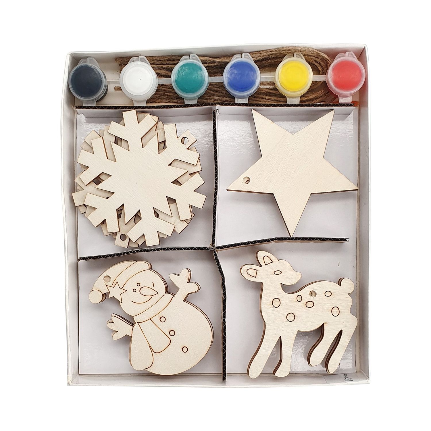Christmas Paint Your Own Wooden Tree Decorations Box Of 12