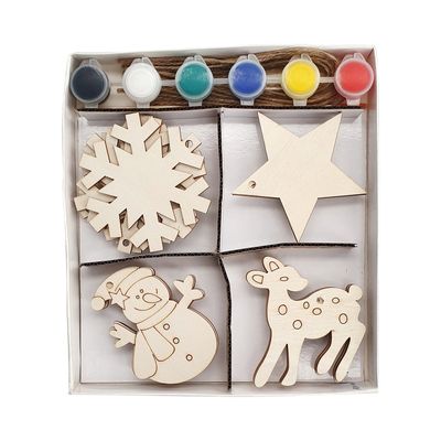 Christmas Paint Your Own Wooden Tree Decorations Box Of 12
