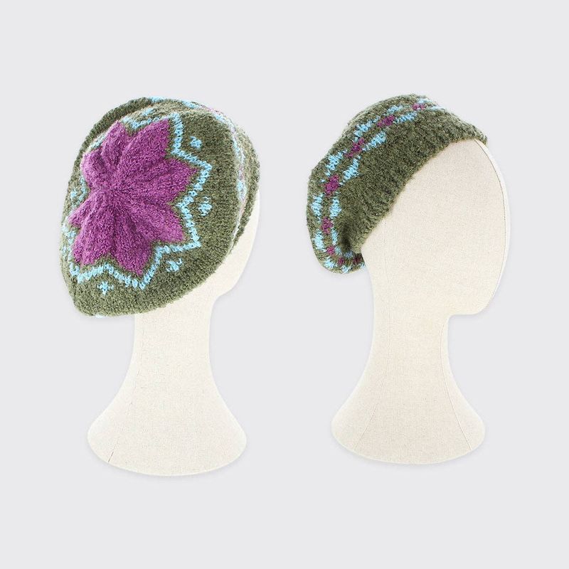 Trixie Beret - Green / Purple