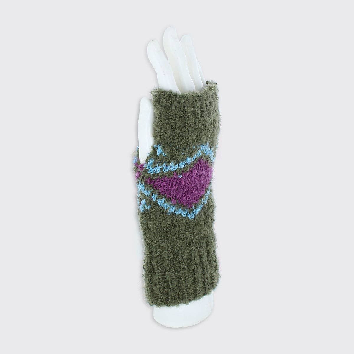Trixie Fingerless Gloves - Green / Purple