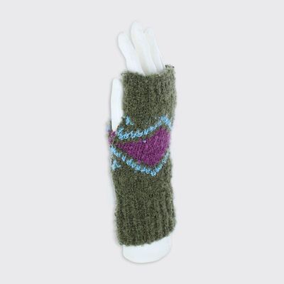 Trixie Fingerless Gloves - Green / Purple