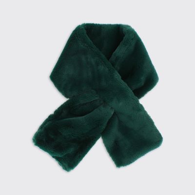 Faux Fur Push Through Scarf - Emerald Green