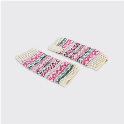 Thea Fair Isle Fingerless Gloves - Pink / Cream
