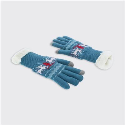 Winter Reindeer Gloves - Blue / Red