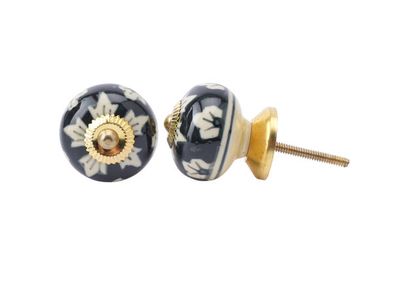 Beige &amp; Black Ceramic Drawer Pull