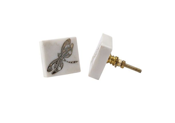 Dragonfly Marble Drawer Pull