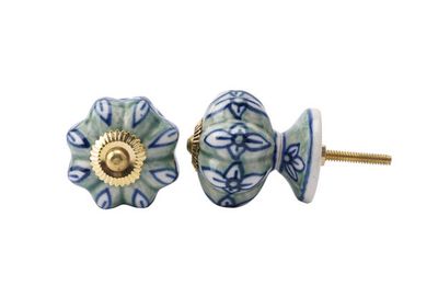 Green &amp; Blue Ceramic Drawer Pull