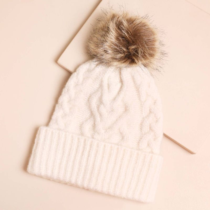 Cable Knit Bobble Hat - Cream