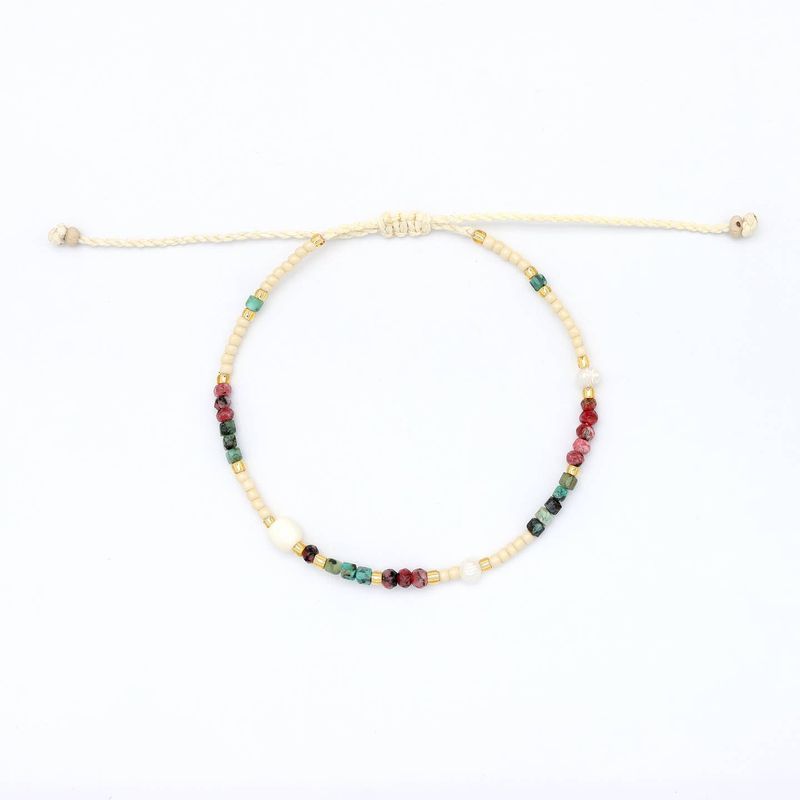 Plum &amp; Green Beaded Bracelet