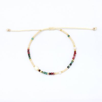 Plum &amp; Green Beaded Bracelet