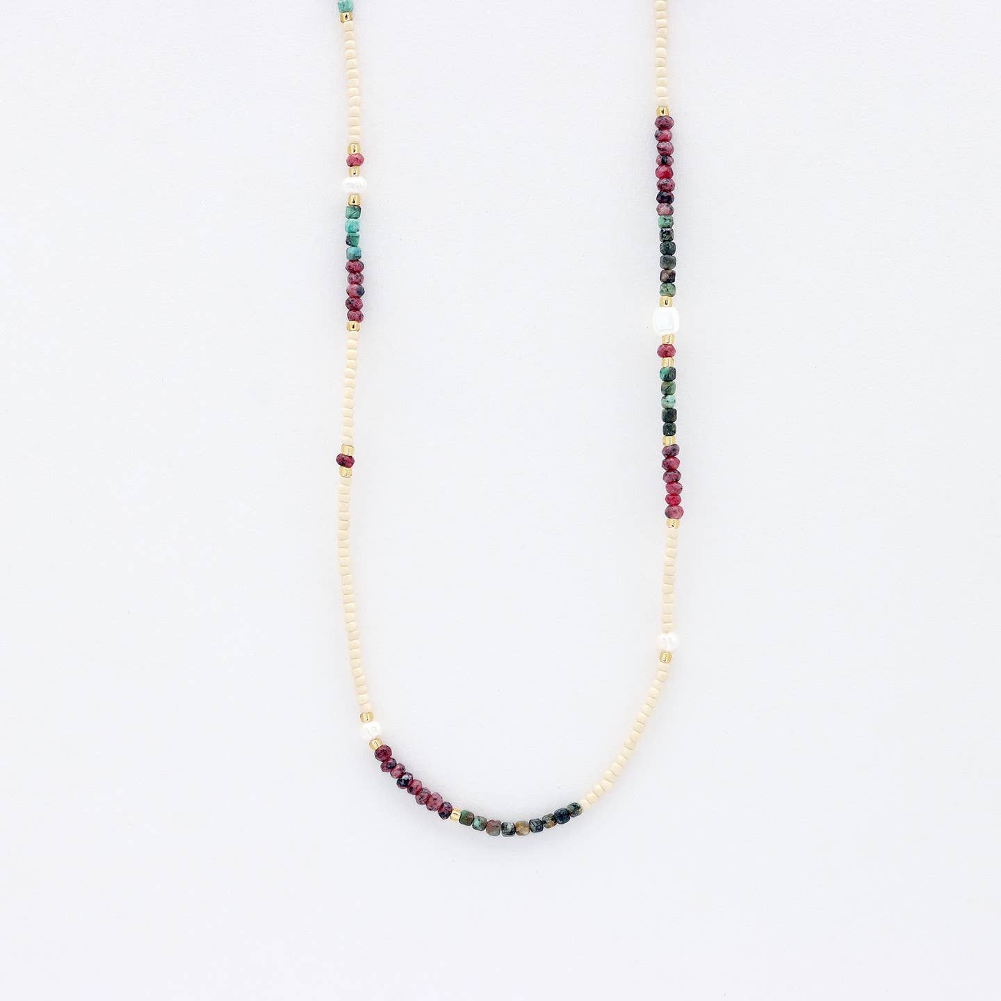 Plum &amp; Green Beaded Necklace