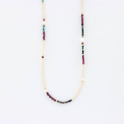 Plum &amp; Green Beaded Necklace