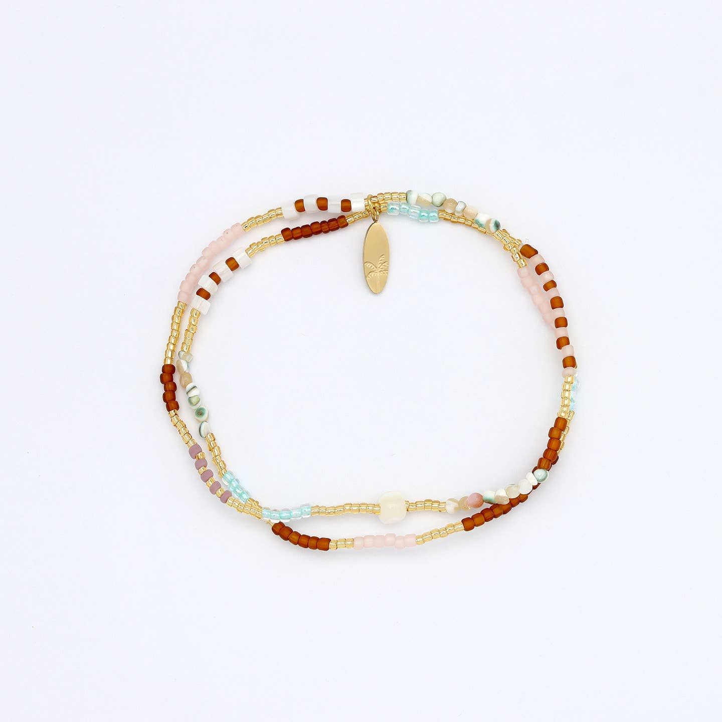 Pastel &amp; Gold Beaded Stretchy Bracelet