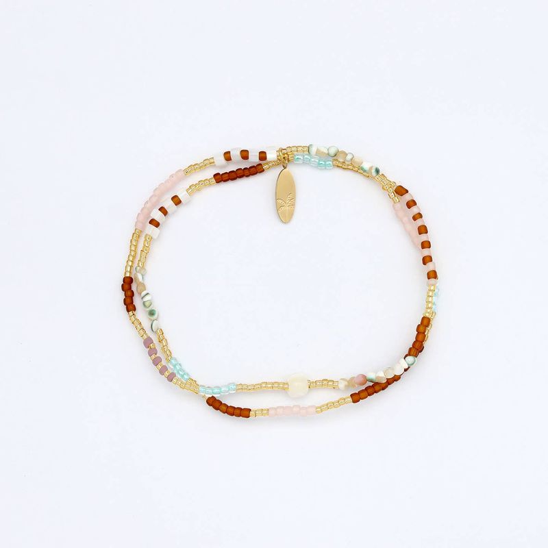 Pastel &amp; Gold Beaded Stretchy Bracelet