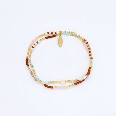 Pastel &amp; Gold Beaded Stretchy Bracelet