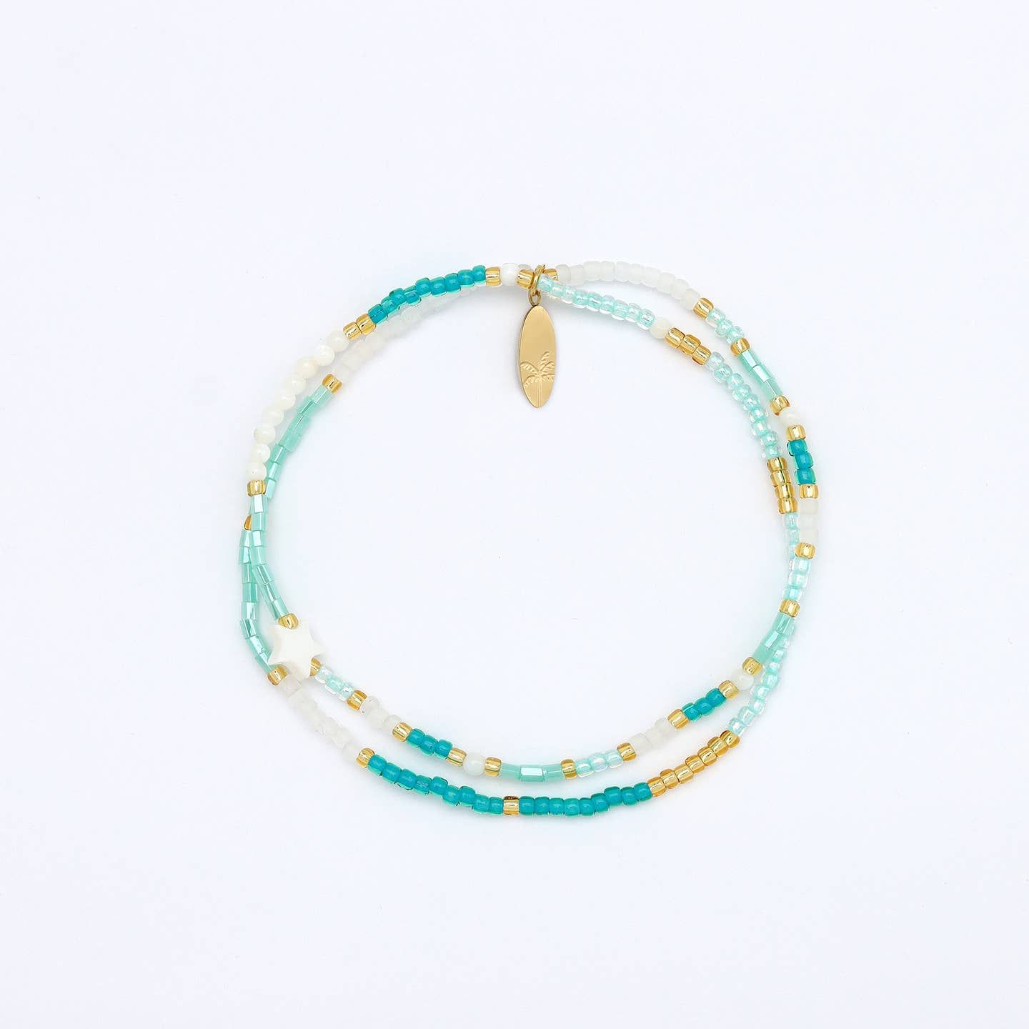 Turquoise Star Beaded Stretchy Bracelet