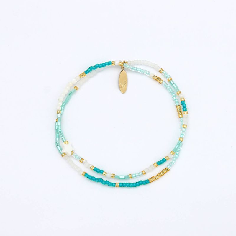 Turquoise Star Beaded Stretchy Bracelet