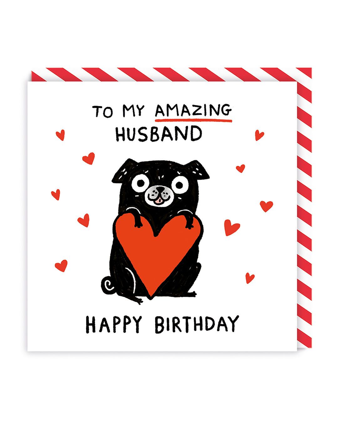 Amazing Husband Pug Birthday Card