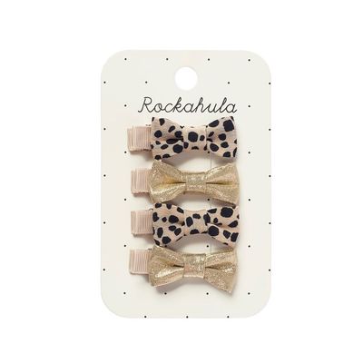 Rockahula Leopard Shimmer Mini Bow Clip Set