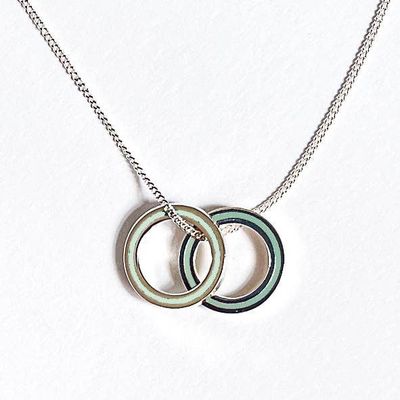 Double Eternity Necklace With Light &amp; Dark Mint Charms