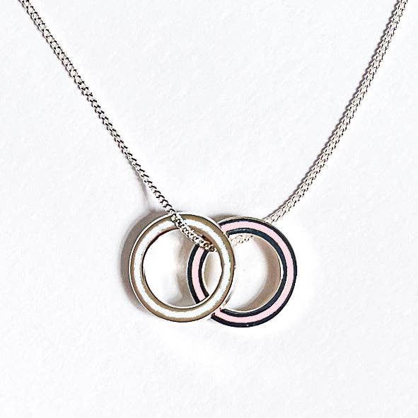 Double Eternity Necklace With Silver &amp; Pink Charms