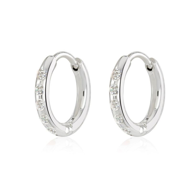 Silver Plated Huggie Earrings With Glitter Enamel
