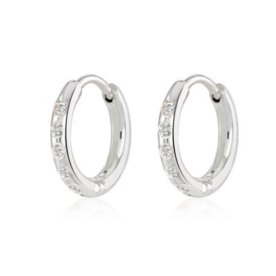 Silver Plated Huggie Earrings With Glitter Enamel