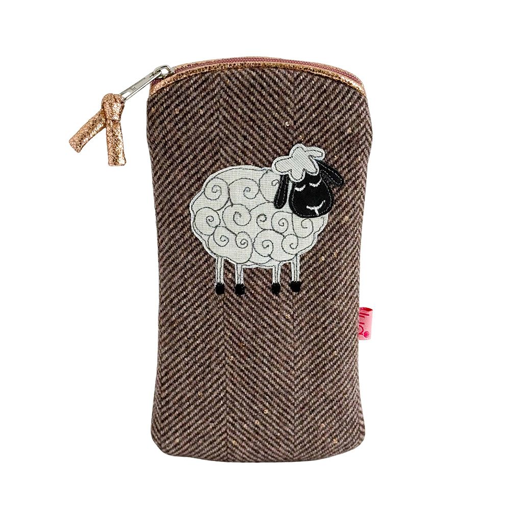 Lua Sheep Glasses Case - Chocolate Herringbone