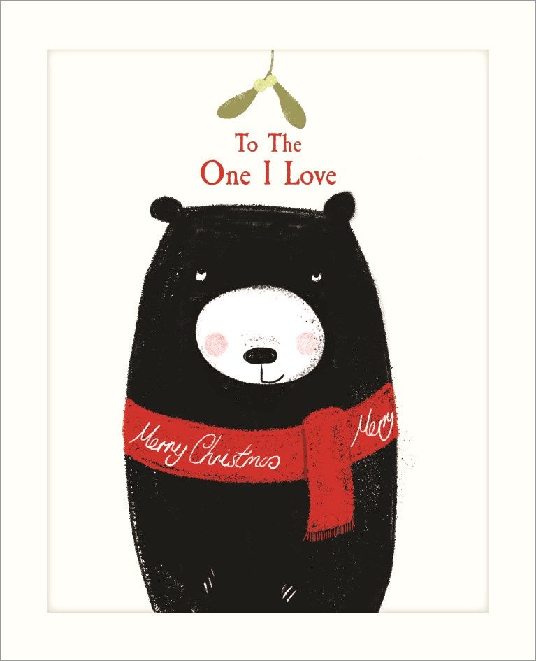 Christmas One I Love Bear Mistletoe Card
