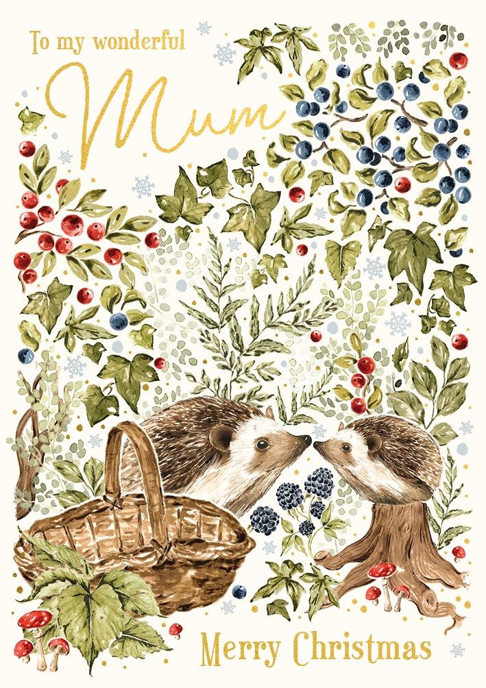 Christmas Hedgehogs Mum Card