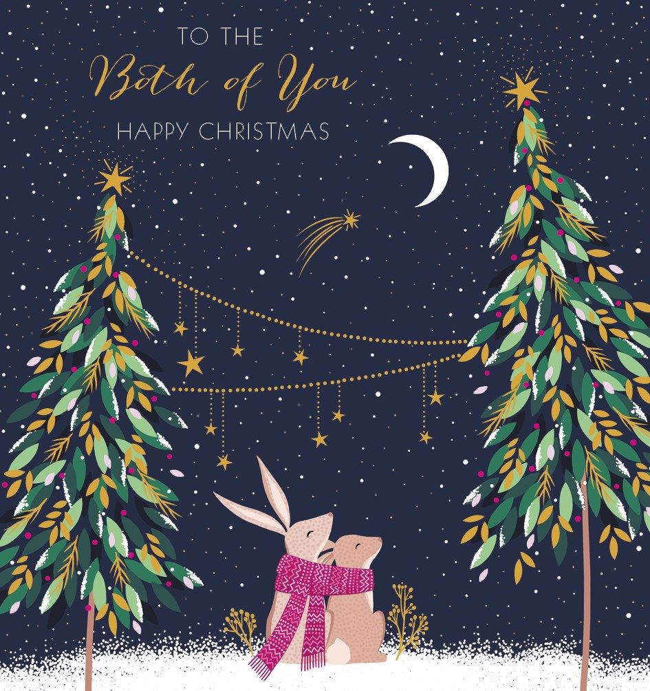 Christmas Sara Miller Both Of You Rabbits Card
