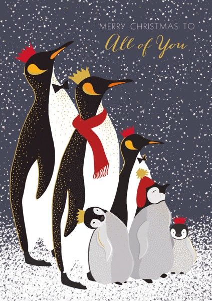 Christmas Sara Miller To All Of You Penguin Family Card